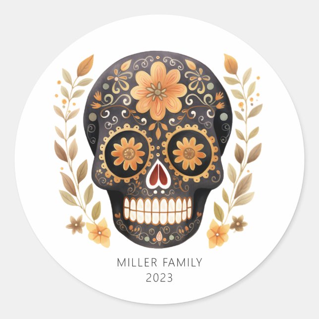 Stickers ronds crâne sucre (Devant)