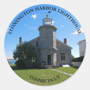 Stickers ronds CT Stonington Harbour Lighthouse