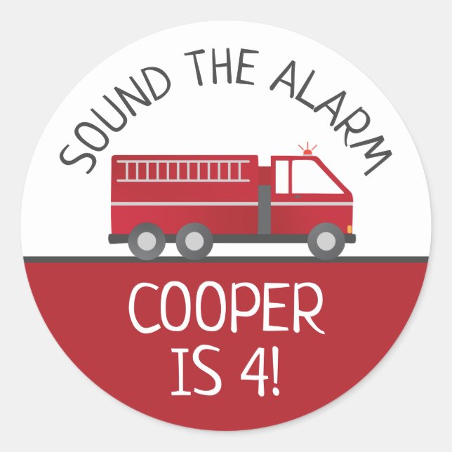 Stickers ronds de camion-pompier pour pompier Anni (Devant)