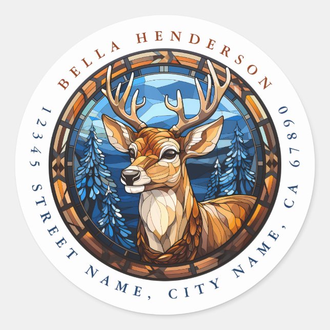 Stickers ronds de cerfs de Noël (Devant)