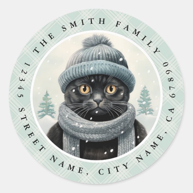 Stickers ronds de chats noirs (Devant)