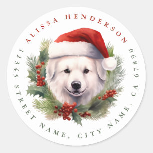 Stickers ronds de chien de Noël