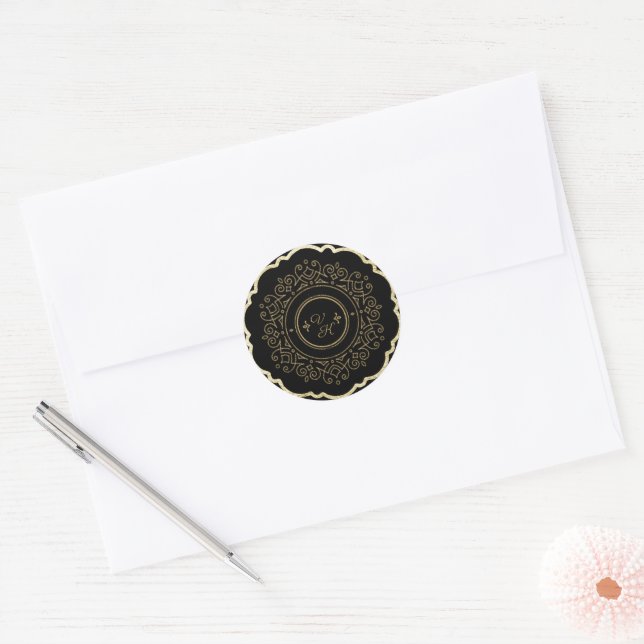 Stickers ronds de luxe Gold et Black Classic (Enveloppe)