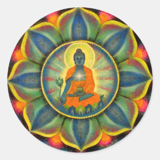 Stickers ronds de médecine Bouddha Mandala Art