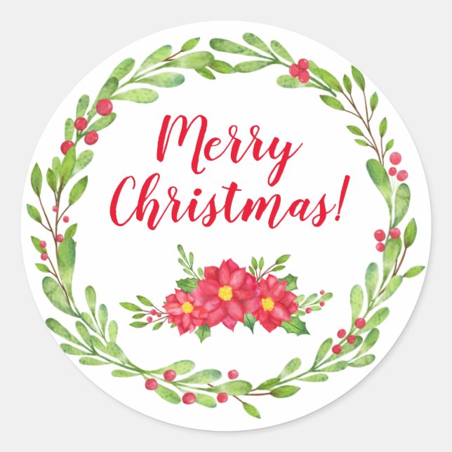 Stickers ronds de Noël Berry & Poinsettia (Devant)