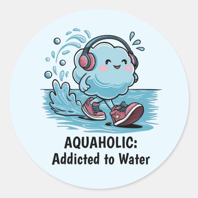 Stickers ronds de nuage de dessin amusant (Devant)