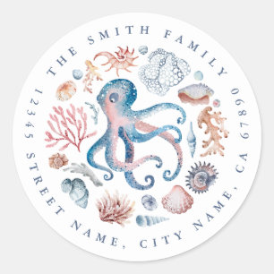 Stickers ronds de pieuvre