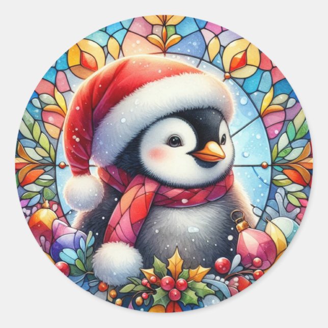 Stickers ronds de pingouin (Devant)