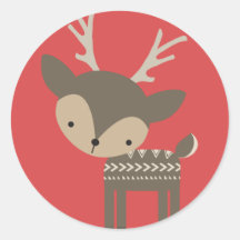 Stickers ronds de rennes de Noël