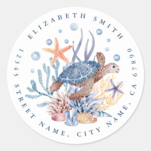 Stickers ronds de tortue de mer