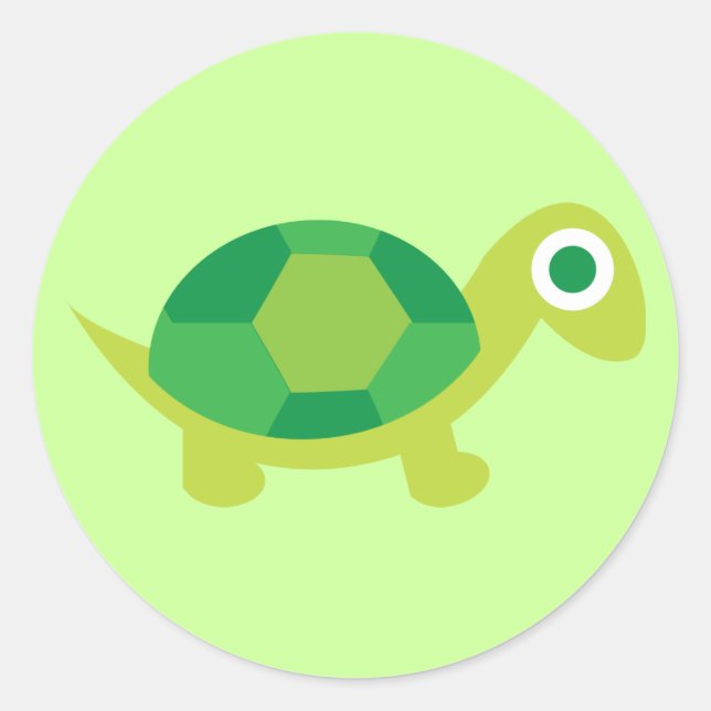 Stickers ronds de tortue verte mignonne pour l'art (Devant)