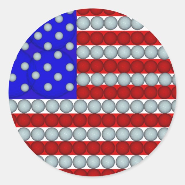 Stickers ronds Drapeau Américain Balls de Golf (Devant)