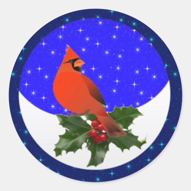 Stickers ronds du cardinal d'hiver (Devant)