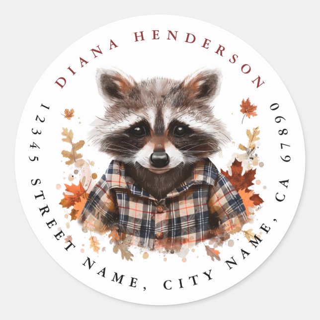 Stickers ronds du Racoon de la belle Automne (Devant)