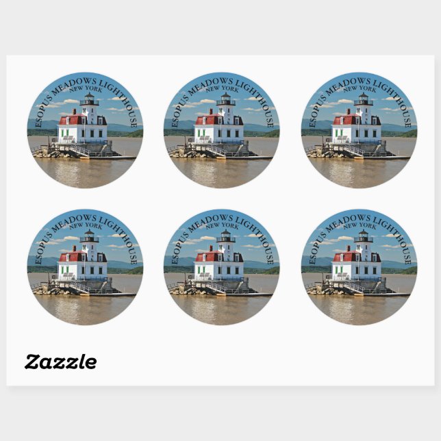 Stickers ronds Esopus Meadows Lighthouse, New York (Feuille)
