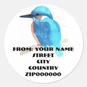 Stickers ronds Étiquette de adresse Watercolor Kin