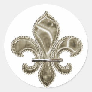 Stickers ronds Fleur de Lis Or