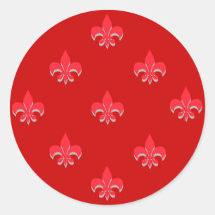 Stickers ronds Fleur de Lis RED