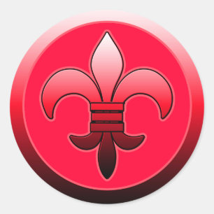 Stickers ronds Fleur de Lis RED