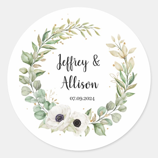 Stickers ronds floraux pour la fête de mariage (Devant)