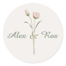 Stickers ronds floraux roses pour emballage Mariag