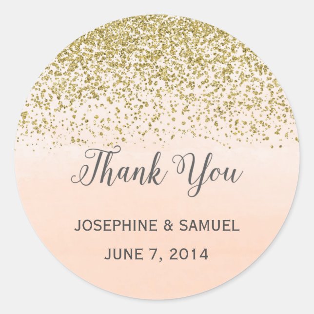 Stickers ronds Gold et Peach Watercolor (Devant)