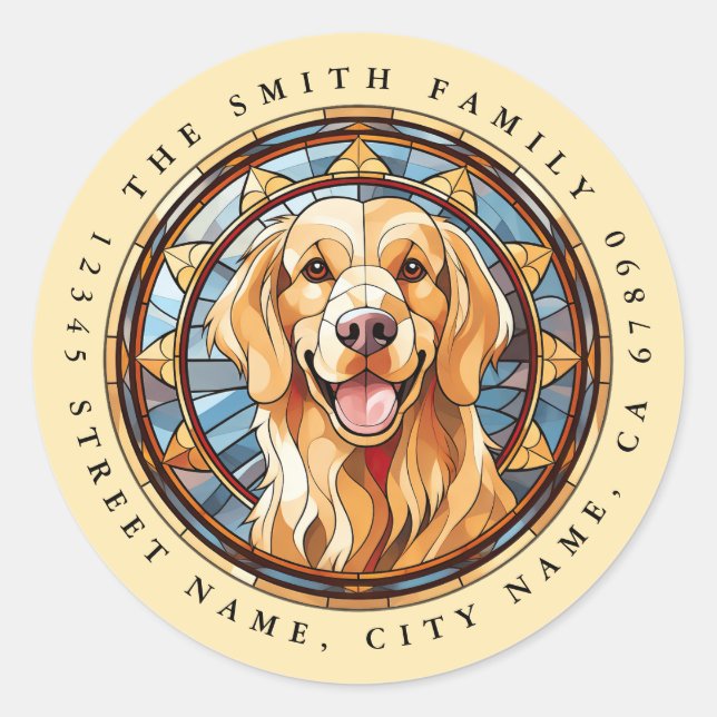 Stickers ronds Golden Retriever (Devant)