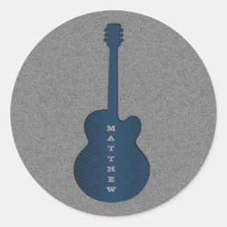 Stickers ronds guitare rayés, Bleu foncé