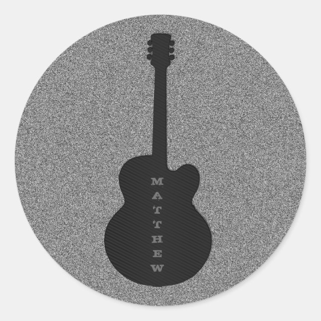 Stickers ronds guitare rayés, Noir (Devant)