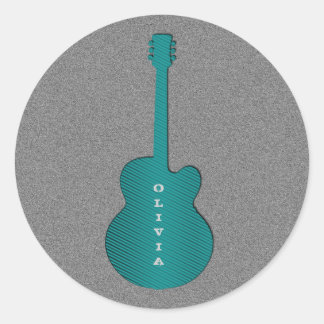 Stickers ronds guitare rayés, Turquoise
