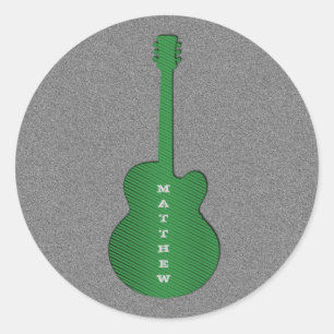 Stickers ronds guitare rayés, Vert
