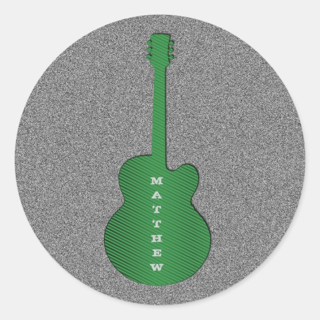 Stickers ronds guitare rayés, Vert (Devant)