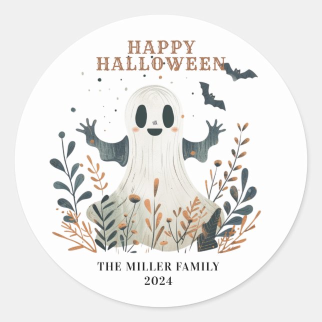 Stickers ronds Halloween heureux (Devant)