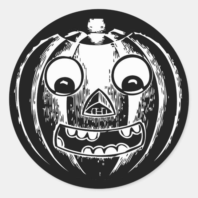 Stickers ronds Jack-o-lanternes noirs effrayants (Devant)