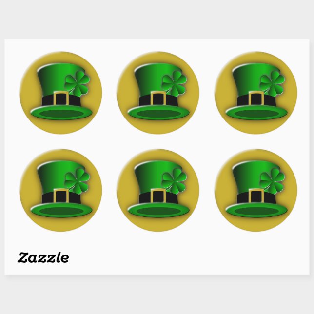 Stickers ronds Jour de la Saint Patrick Casquette (Feuille)