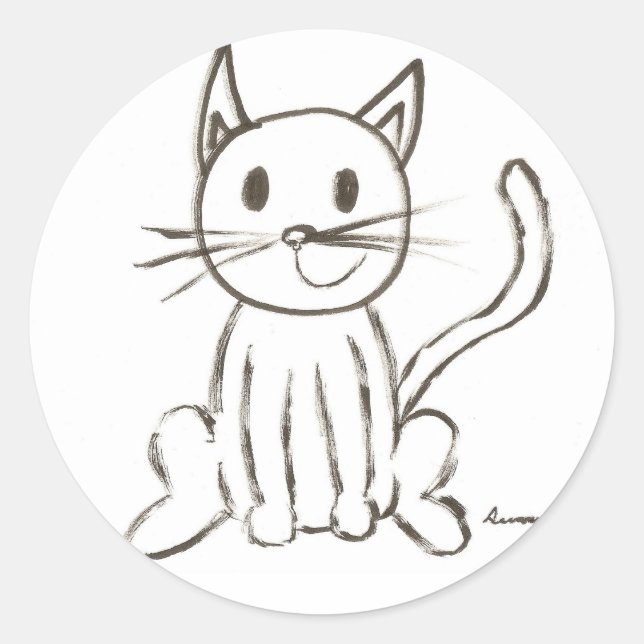 Stickers ronds Kitty Peint - Ensemble de 20 (Devant)