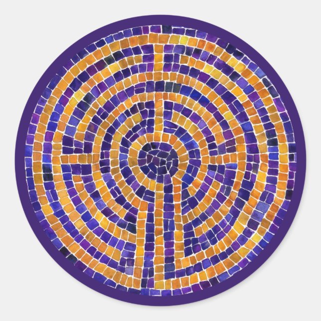 Stickers ronds LABYRINTH MOSAIC - Violet (Devant)