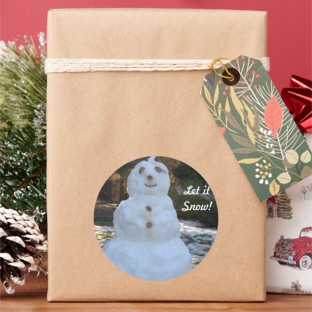 Stickers ronds laissez-le neiger (vacances)