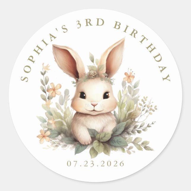 Stickers ronds lapin personnalisés (Devant)