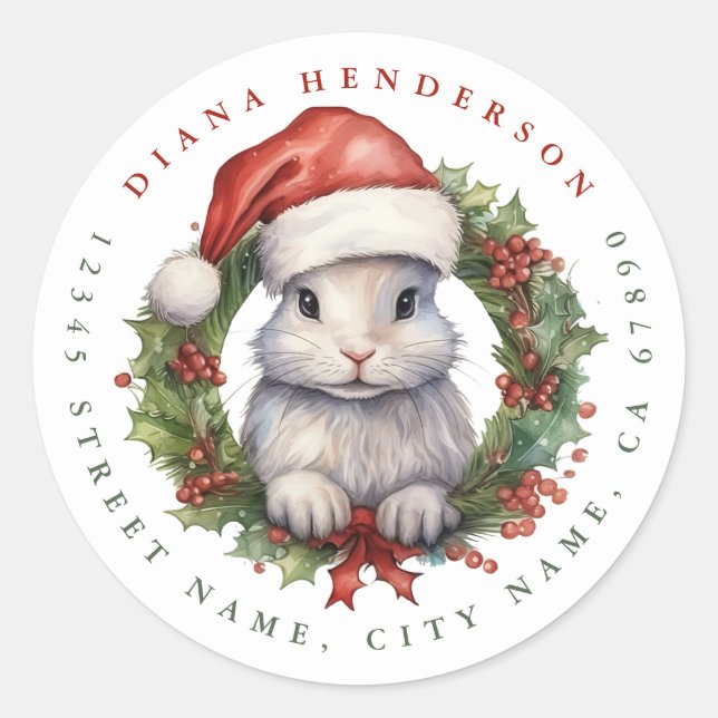 Stickers ronds lapins de Noël (Devant)