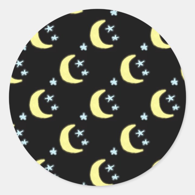 Stickers ronds Lune (Noir & Jaune Doux) (Devant)