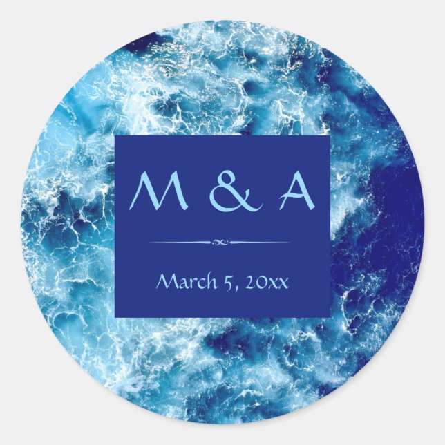 Stickers ronds Mariage Blue Ocean Water (Devant)