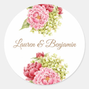 Stickers ronds Mariages Peonies et Hydrangea