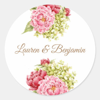 Stickers ronds Mariages Peonies et Hydrangea