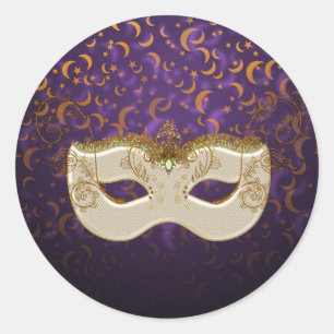 Stickers ronds Masquerade Purple&Orange Moon&Stars