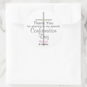 Stickers ronds Merci fille de confirmation