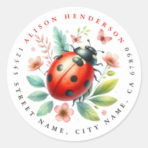 Stickers ronds mignons Ladybug