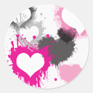 Stickers ronds Motif de coeur de peinture