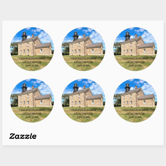 Stickers ronds New York Old Field Point Lighthouse (Feuille)