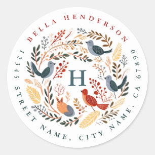 Stickers ronds Oiseaux de Noël